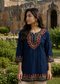 Bottle Green Multicolour Floral Embroidered Short Kurti for Women
