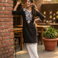 Women’s Teal Embroidered Straight Kurta with White Palazzo | Casual Cotton Ethnic Wear