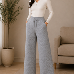 Mulson Diamond Knit Wide-Leg Lounge Pants – Mocha Brown