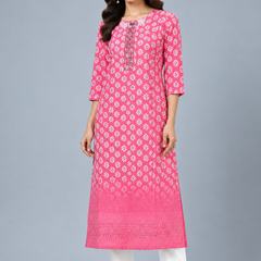 Women’s Beige Multi Floral Printed Straight Kurta