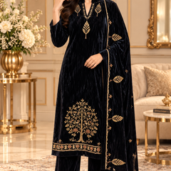 Velvet Tree Embroidered 3-Piece Suit Set