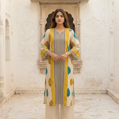 Mulson Ivory Leaf Stripe Kurta Set