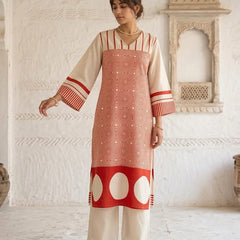 Mulson Ivory Plum Geometric Suit Set