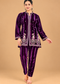 Royal Purple Velvet Embroidered Co-ord Set for Women