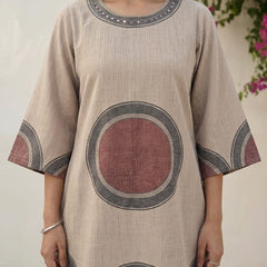 Beige Printed Co-Ord Set for Women | Contemporary Ethnic Kurta & Palazzo Set