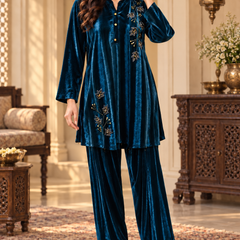 Embroidered Velvet Farshi Co-ord Set