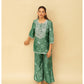 Women’s Printed Kurta Palazzo Set with Embroidered Neckline