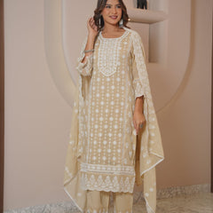 Blush Pink Chikankari Embroidered Cotton Suit Set with Dupatta for Women | Elegant Ethnic Wear