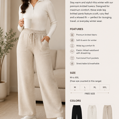 Women’s Premium Knitted Winter Wide-Leg Lowers with Pockets