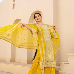 Lavender or Yellow Noor Embroidered Suit Set