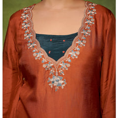 Women’s Embroidered Kurta Palazzo Set with Dupatta