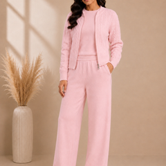 Blush Pink Cable Knit 3-Piece Co-ord Set