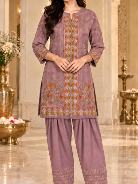 Embroidered Kurta & Farshi Salwar Co-ord Set for Women