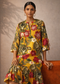 Floral Printed A-Line Midi Dress with Ruffle Hem