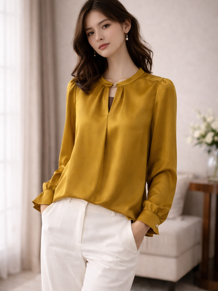 Mustard Elegance Satin Top