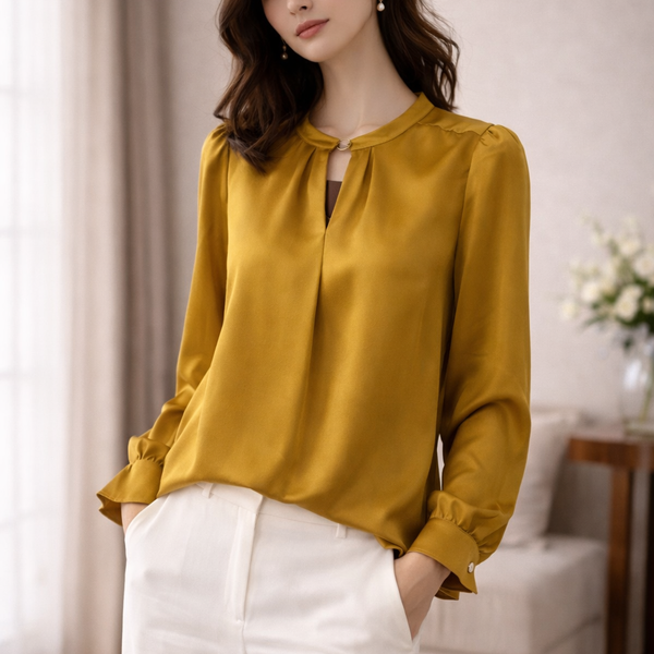 Mustard Elegance Satin Top