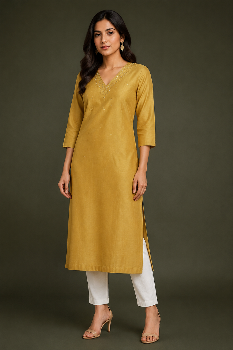 Women’s Mauve Purple Embroidered Straight Kurta