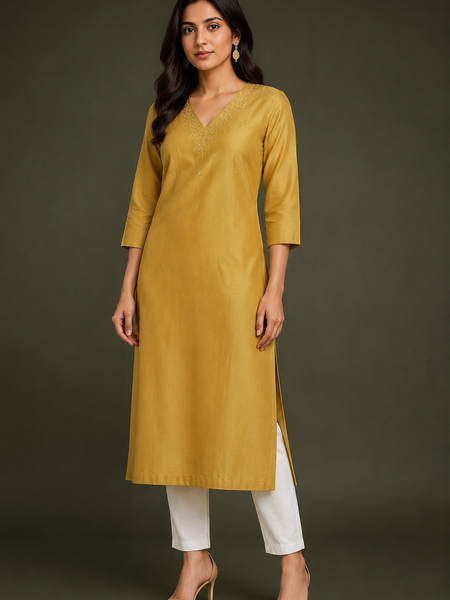Women’s Mauve Purple Embroidered Straight Kurta