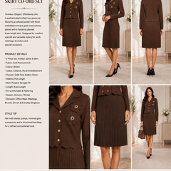 Midnight Bloom Black Knitted Co-ord Set – Floral Cardigan & Pleated Skirt