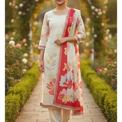 Blush Garden Printed Kurta Set with Dupatta