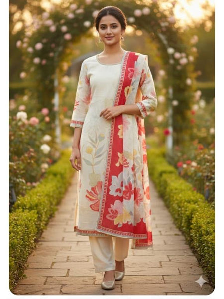 Blush Garden Printed Kurta Set with Dupatta