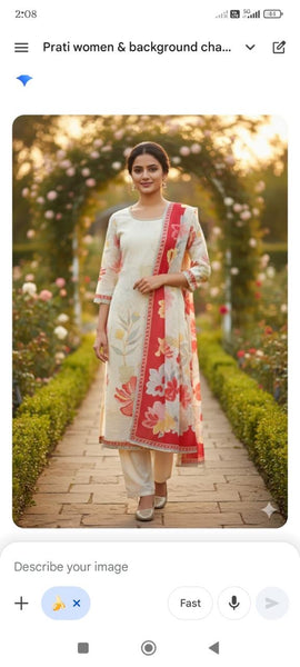 Blush Garden Printed Kurta Set with Dupatta