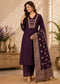 Women’s Royal Purple Embroidered Kurta Pant Set with Banarasi Dupatta | Festive Ethnic Suit