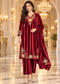 Floral Embroidered Velvet 3-Piece Winter Suit Set