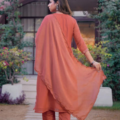 Premium Mul Chanderi Appliqué & Mirror Work Kurta Set with Dupatta