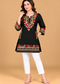 Multicolour Floral Embroidered Short Kurti for Women