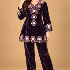 Shadow Velvet Mirror Embroidered Co-ord Set
