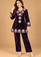 Royal Plum Velvet Mirror Embroidered Co-ord Set
