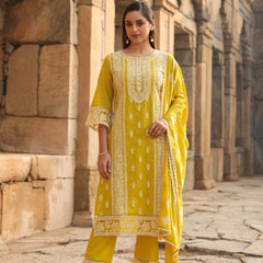 Mulson Mist Blue Embroidered Suit Set