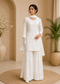 Women’s White Embroidered Kurta Sharara Set with Dupatta | Elegant Cotton Ethnic Wear for Women