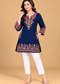 Multicolour Floral Embroidered Short Kurti for Women