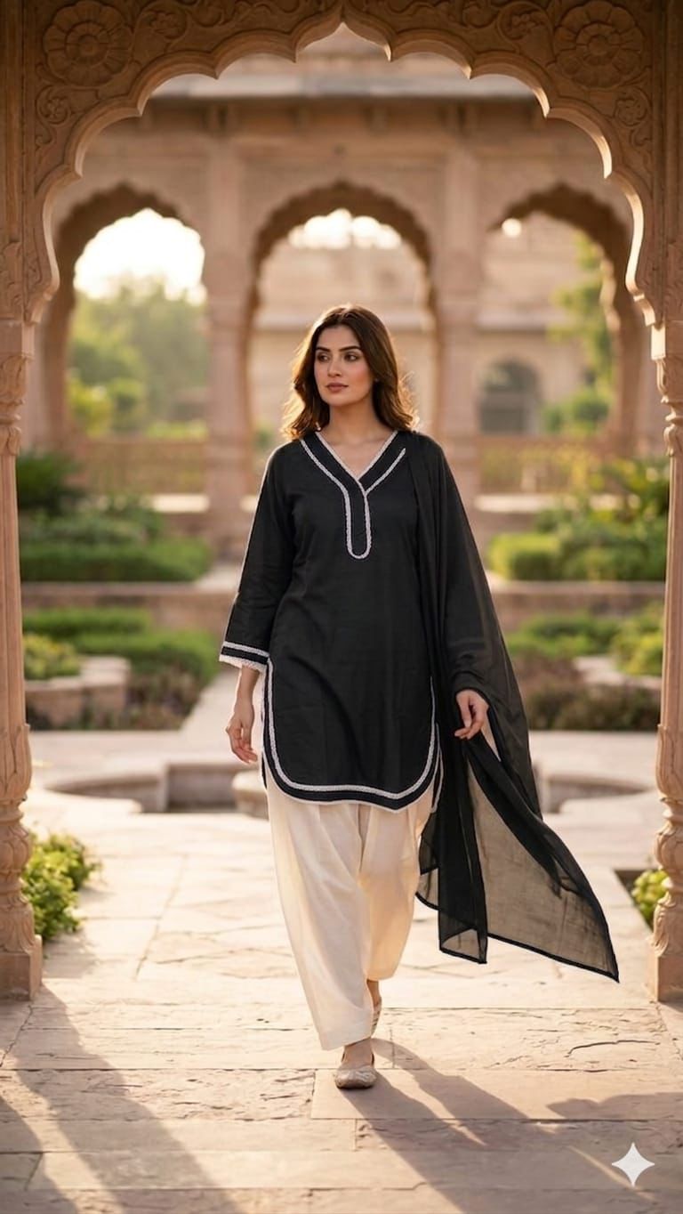 Olive Green Cotton Suit Set with Dupatta for Women | Solid Kurta & Patiala Salwar Set