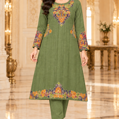 Embroidered A-Line Kurta Set