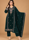 Emerald Green Embroidered Velvet 3-Piece Winter Suit with Dupatta