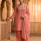 Women’s Peach Embroidered Kurta with Patiala Salwar & Dupatta | Festive Ethnic Suit Set