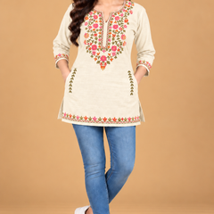 Women’s Multicolour Floral Embroidered Straight Kurta