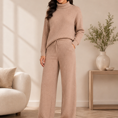 Mocha Textured Turtleneck Knitted Co-ord Set