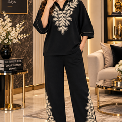 Embroidered Knit Co-ord Set for Women