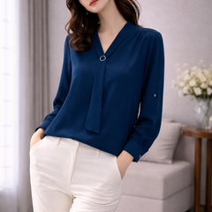 Mulson Elegant Tie-Neck Blouse