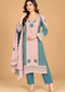 Blush Pink & Teal Embroidered Winter Kurta Pant Dupatta Set