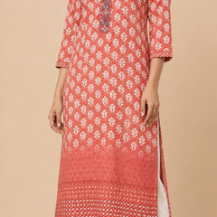 Women’s Beige Multi Floral Printed Straight Kurta