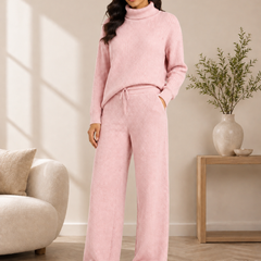 Mocha Textured Turtleneck Knitted Co-ord Set
