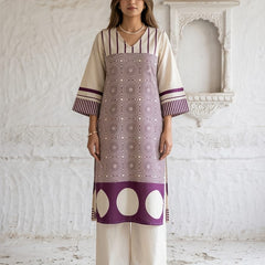Mulson Ivory Plum Geometric Suit Set