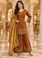 Corduroy Embroidered Kurta Palazzo Set with Mustard Gold Dupatta