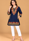 Multicolour Floral Embroidered Short Kurti for Women