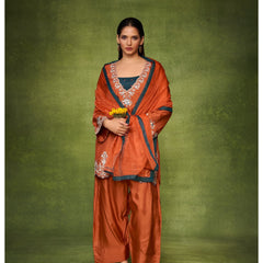 Women’s Embroidered Kurta Palazzo Set with Dupatta